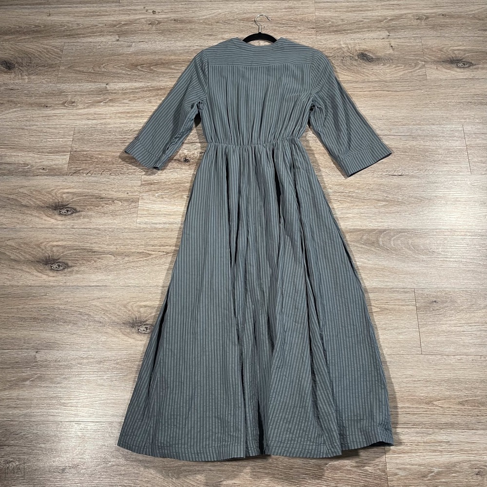 Jenni Kayne Women's Seersucker Shirt Dress Stripe Maxi 3/4 Sleeve Lined S Blue - Picture 8 of 8